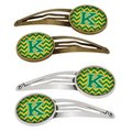 Carolines Treasures Letter K Chevron Green and Gold Barrettes Hair Clips, Set of 4, 4PK CJ1059-KHCS4